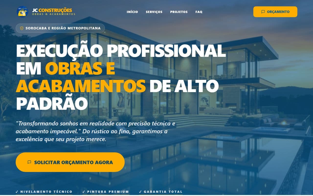 Preview do site JC Construções
