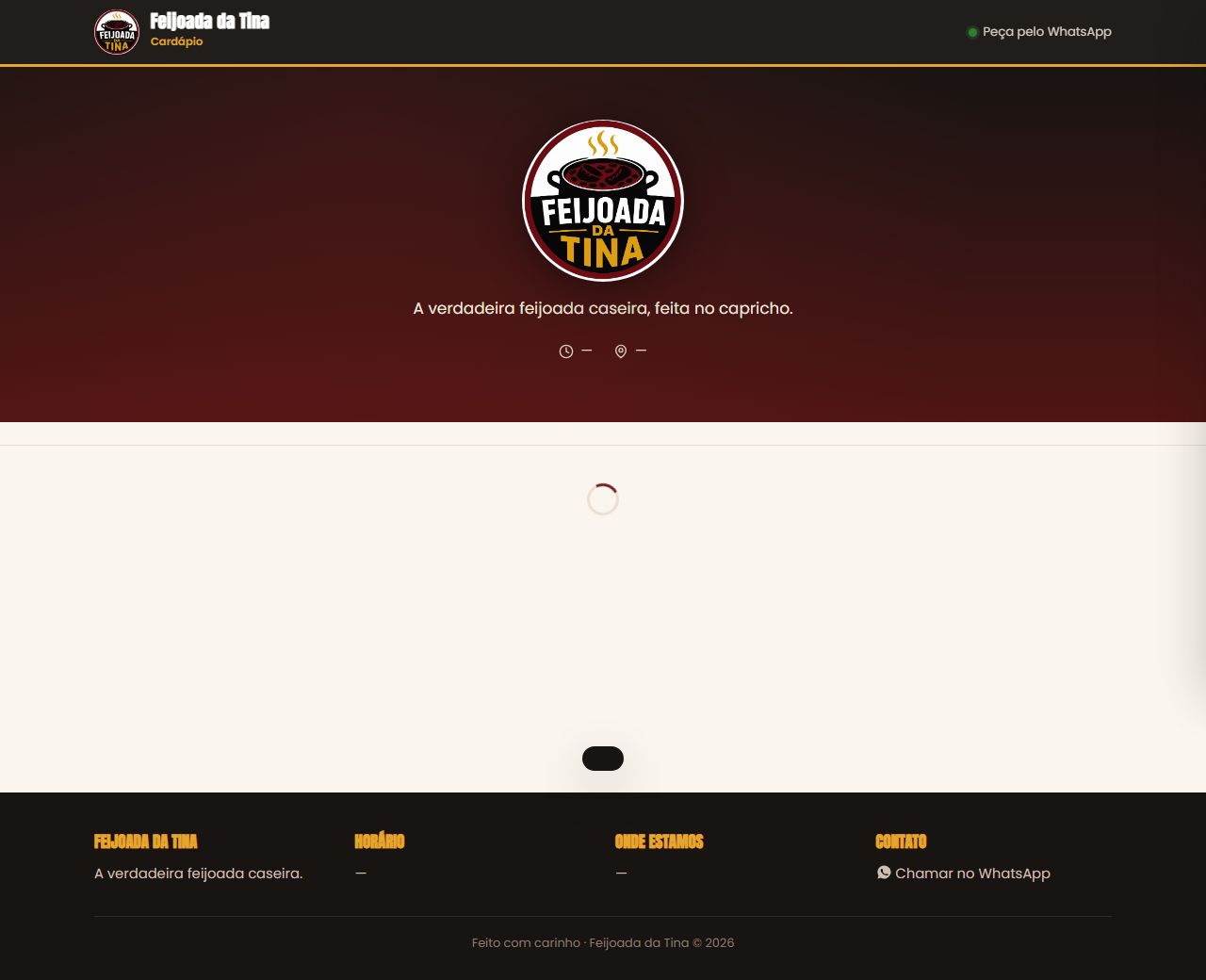Preview do site Feijoada da Tina